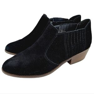 Lucky Brand Womens Folley Black Suede Boots Western Ankle Bootie size 9 Causal